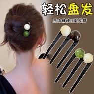 New Chinese Style Beaded Three-Tooth Hairpin Female Chinese Style Hairpin Hairpin Insert Comb Ball H