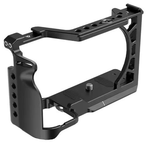 Aluminum Camera Cage Rig Cold Shoe Mount 1/4 3/8 Screw Holes for Sony A6500 A6400 A6300 A6000 Stabil