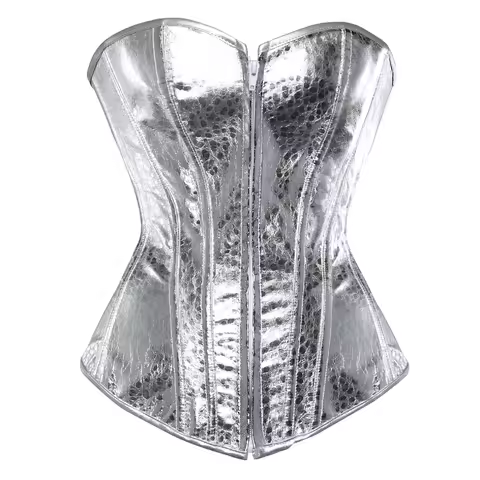 Silver Gold Corsets for Women Steampunk Gothic Corset Bustier with Zipper Plus Size Vintage Style Co