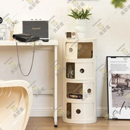 尚野家 - 圓形收納櫃【4層|可拆分使用】簡易臥室床頭櫃 迷你儲物櫃 多功能家用客廳邊幾茶几 多層置物架 可拆裝多用組合櫃 (白色) - CT1054-WH