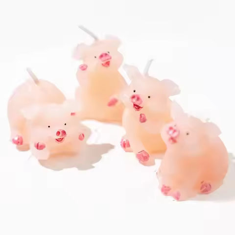 2pcs Pig Birthday Candles Cute Cartoon Pig Cake Topper Candle Birthday Party Cake Decoration