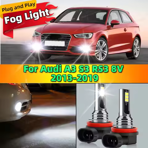 2Pcs 6000K Front Fog Light LED Bulb Car Lamp Canbus For Audi A3 S3 RS3 8V 2013 2014 2015 2016 2017 2
