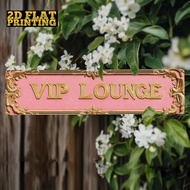 1pc 2D Flat Vintage Metal "VIP LOUNGE" Sign - 4x16 Inch Rustic Wall Decor, Gold Letters, Durable Iro