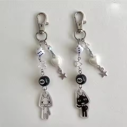 Handmade toro and kuro y2k matching beaded keychain