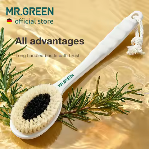MR.GREEN Long-handled Natural Boar Bristle Bath Brush – Deep Cleansing & Skin Friendly