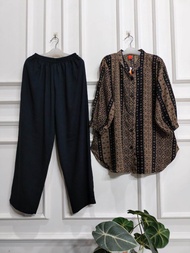 COD - Setelan Wanita Motif Stiped Rayon Twill - Oneset Salur Rayon Termurah