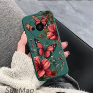 เคส Redmi A1 Redmi A2 Plus Redmi A2 Redmi A3 ดอกไม้พุ่มสีแดงผีเสื้อซิลิโคนกรณี CHA38