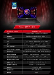 MSI Gaming Laptop Titan GT77 HX 13VI ( i9-13980HX / RTX4090 )