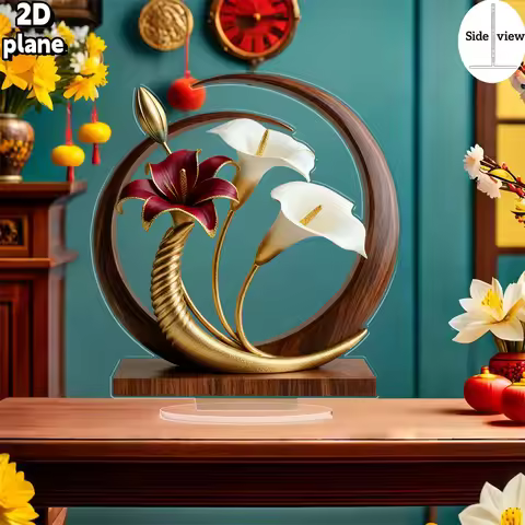 1 Elegant Flower Curve Design Acrylic Desktop Decoration, Ideal for Party Decoration, Home and Offic