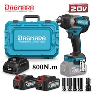 DAGMARA Electric Cordless Impact Wrench Heavy Duty Brushless High Power Drive Ratchet Socket 800Nm (