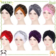 NEXTMY Turban Hat Stretchy Glitter Sequins Headscarf Hijab Chemo Cap