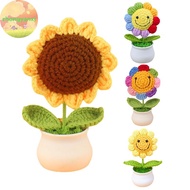 Zhongyanxi 1 Piece Creative Artificial Flowers Cute Crochet SunFlower Pots Knitted Flower Graduation