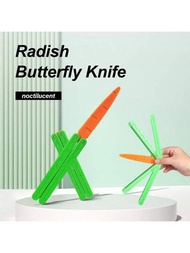 1入組胡蘿蔔蝴蝶刀 3D列印減壓玩具塑料重力胡蘿蔔刀紓壓頭腦風暴治療