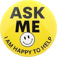 Ask Me Anything Buttons, Volunteer, Teacher, and Customer Service Employee Pins, 3 Inches, Pack of 3