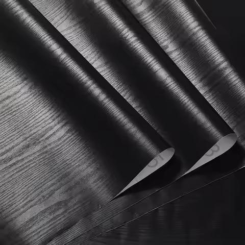 0.4x2M Black Furniture Sticker Wood Grain Self-Adhesive Wall Paper Cabinets Wardrobe Desk Waterproof