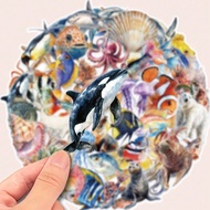 50pcs Ocean Creature Jellyfish Octopus Deep Sea Fish Transparent Stickers, Personalized Decorations 