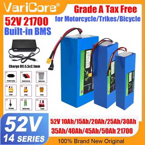 52V/58.8V 14s 21700 Li-ion Battery Pack 10Ah 15Ah 20Ah 25Ah 30Ah 35Ah 40Ah 50Ah Built in BMS 2000W f