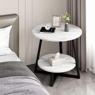 Tea table Side table Double layered small round table Sofa edge table (40 * 40cm)