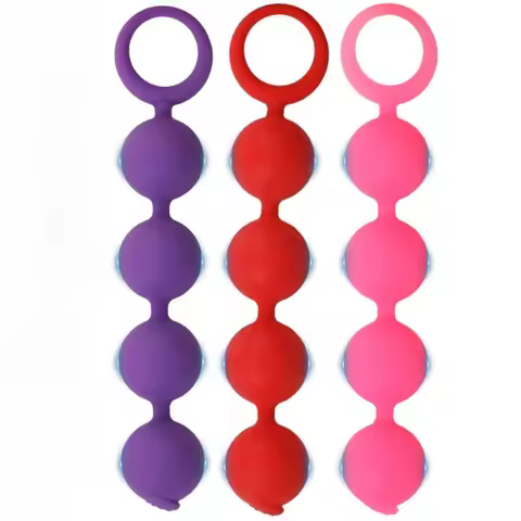4 Beads Silicone Anal Plug with Pull ring, Ass Beads Plug, Anal Beads Expander, Outdoor Anal Vaginal