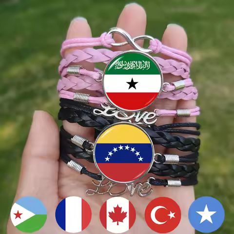 Somaliland Flag Bracelet Canada Turkey USA France Italy Somalia Djibouti Argentina Venezuela Hungary