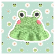 New Frog Bucket Hat Rajut Bayi Anak Dewasa Custom Bucket Hat Lucu