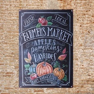 Vintage Retro Tin Metal Sign Decor 8x12 Farmers Market Apples Pumpkin Hayrides Wall Home Bar Decor