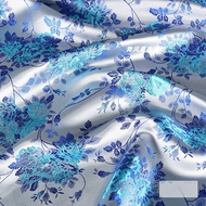 Vải Lụa Hoa Hồng Xanh Thêu Tinh Tế Phong Cách Trung Hoa Vải Lụa Thêu Hoa Văn Tinh Tế Vải Lụa Thêu Ho