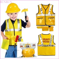 RUNNY Construction Worker Costume for Kids Belt Construction Hat and Costume Vest Kid Builder Career