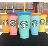 Reusable Starbucks Color Changing Cold Cups Plastic Tumbler with Lid Reusable Plastic Cup 24 oz Summer Collection LDYLIST