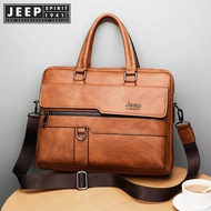 JEEP SPIRIT 1941 ESTD Business Briefcase Leather High Quality Men's Office Bag Casual Suitable for 1