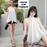 Luna Asymmetrical Top Silksatin Top/ Wanita