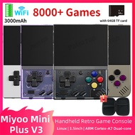 Miyoo Mini Plus V3ย้อนยุคเกมคอนโซลมือถือ3.5นิ้วหน้าจอ IPS HD 3000MAh WiFi 8000เกมระบบ Linux เครื่องเล่นวิดีโอแบบพกพา