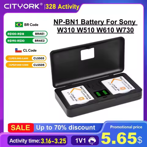 CITYORK 1000mAh NP-BN1 Battery For Sony W310 W510 W610 W730 W830 WX5C TX5 TX100 Qx30 TX55 WX220 T110