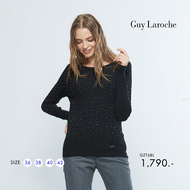 เสื้อผู้หญิง Guy Laroche Cozy Knit เสื้อเบราส์ผ้าถัก แต่งรีดสตัดด้านหน้า (GZT6BL)