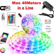 LED Lights Strip  10m 15m 20m 25m 30m 40m in a Line RGB 5050 LED Smart WiFi Strips Light Color Changing and Static colors Music Sync with Remote for Home Lighting Room Ceiling TV Kitchen Party