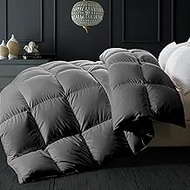 ELNIDO QUEEN® Goose Feather Down Comforter Queen Size - Grey Down Duvet Insert - Luxurious Fluffy Ho