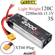 Alienmodel 3S 11.1V 2200mAh 120c Light Weight Lipo Battery Cable XT60 Plug Connector AL2200-120-3S