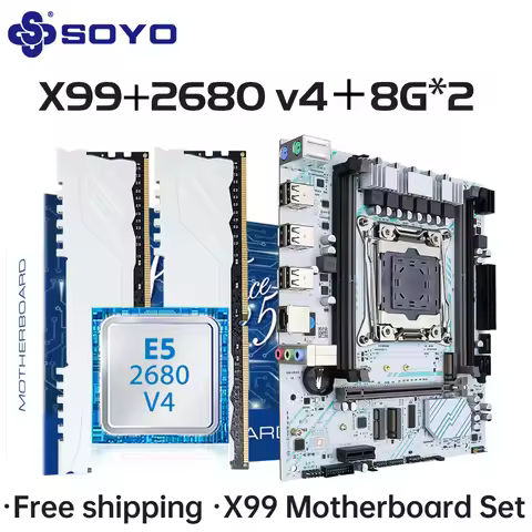 X99 Motherboard LGA 2011-3 Set Kit Xeon E5 2680 V4 CPU Processor 16G【8g*2】 DDR4 REG ECC RAM Memory M