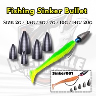 2g-20g Bullet Sinker Soft Plastic Acuan Batu Ladung Hidup Fishing Sinker【KTE】