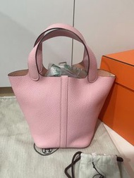 Hermes  picotin 18櫻花粉銀扣3Q