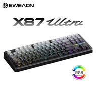 EWEADN X87Ultra Triple-Mode Wireless Keyboard With RGB Backlighting Rechargeable Ergonomic Layout