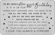 DEGASKEN Mom 80th Birthday Card - 80th Birthday Decorations Women - Engraved Wallet Card, 80th Birth