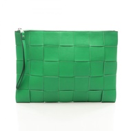 [二手] Bottega BOTTEGA VENETA Second Bag 手拿包 Maxi Intrecciato 手拿包 綠色皮革 Maxi Intrecciato 手拿包