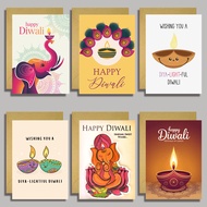 6pcs Happy Diwali Greeting Cards – Festival of Lights Cards & Envelopes – Hindu Holiday Notecards Ha
