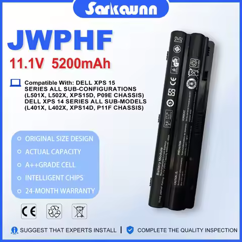 SARKAWNN JWPHF 11.1V 5200mAh XPS15 Laptop Battery For DELL XPS 14 15 17/17 3D XPS14D XPS15D XPS17D X