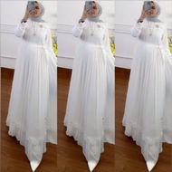 Rauna Dress Full Furring Gamis Wanita Dewasa 2022 Terbaru Kondangan Mewah Murah