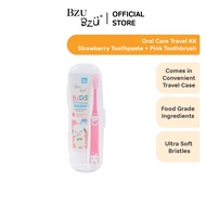 BZU BZU Oral Care Travel Kit - Pink Colour Toothbrush with a Travel Protective Cap and Strawberry Fl