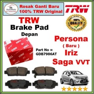 1 Set x TRW Front Brake Pad - Proton Iriz  Persona Baru (2016) - Brake Pad Depan ( GDB7986AT )