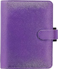 Filofax Saffiano Metallic Organizer, Pocket Size, Violet - Cross-Grain, Leather-Look, Bright Metallic Finish Cover, Six Rings, Week-to-View Calendar Diary, Multilingual, 2024 (C028770-24)
