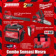 MILWAUKEE SENSASI MESRA COMBO (M12 BBL-0 + M12 FHX-0X + M12 PAL-0 + 48-22-8302 + M12B2 + M12B4 + M12 Charger + MCB-M12)